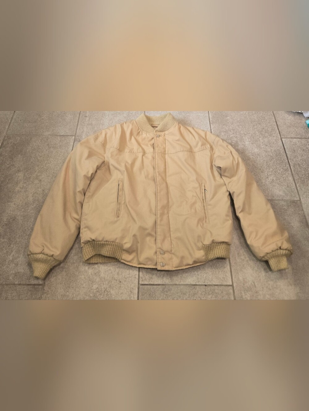 VTG 70s Catalina The Original Varsity Bomber Jacket Tan Derby Derby Jacket 40 M